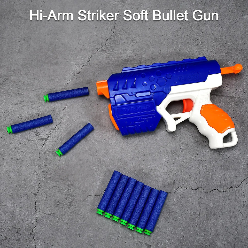 Hi-Arm Gun with 10x Foam Suction Bullets, ABS Plastic, Target Shooting