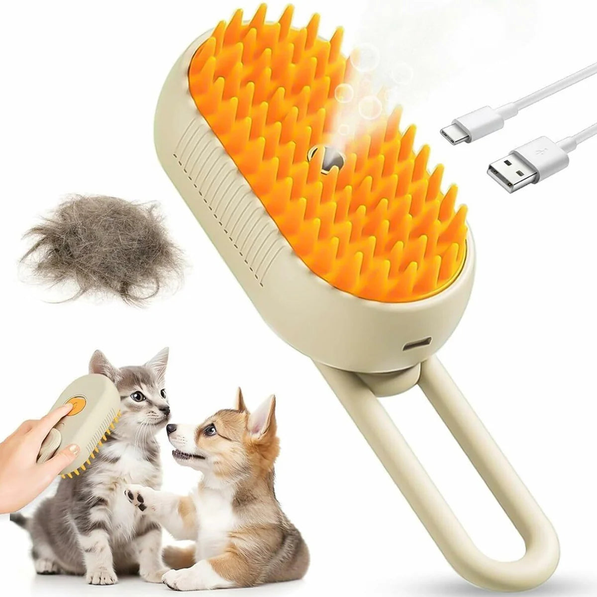 Electric Spray Handle Massage Brush, Hair Removal Brush Steam