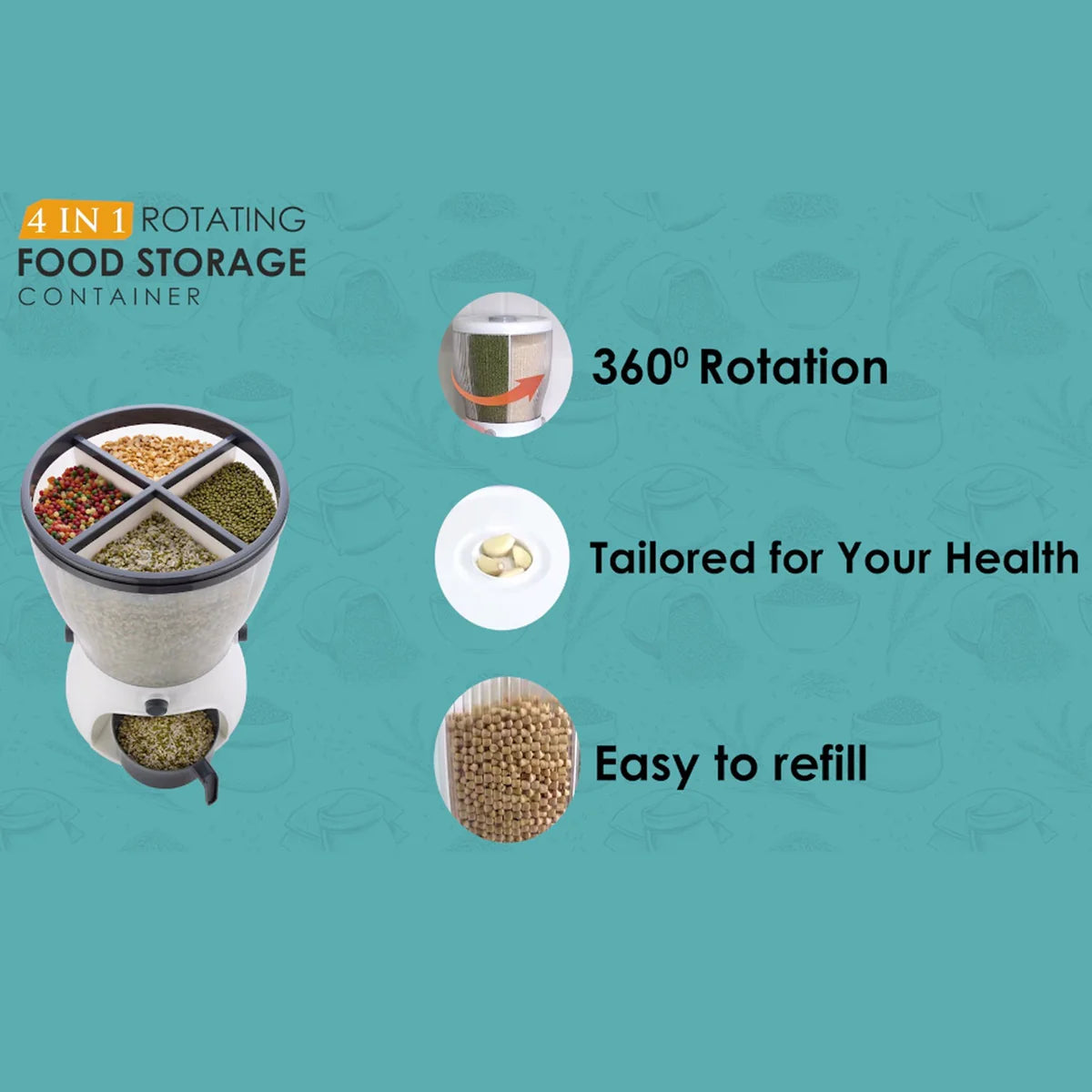 4-in-1 10L Rice & Grain Storage Dispenser