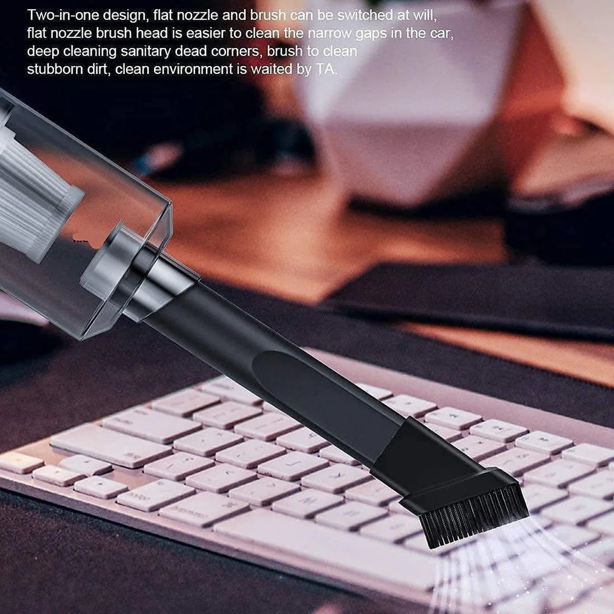 2 in 1 Wireless Vacuum Cleaner – 120W Handheld USB Rechargeable for Home & Car