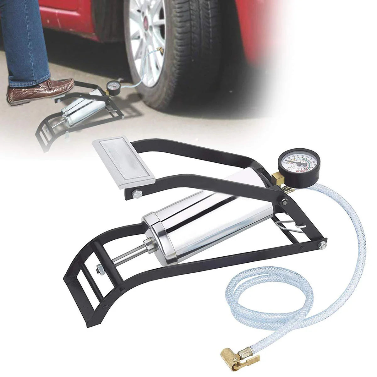 Heavy Duty Steel Foot Pump for Bike, Car, Cycle & More Vehicles