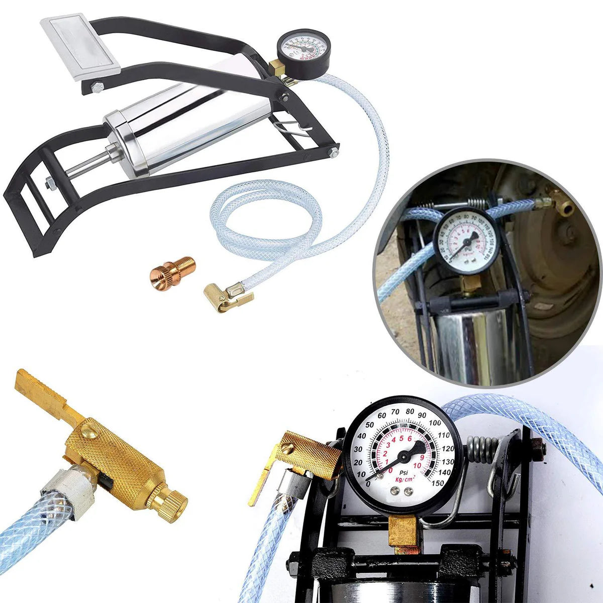 Heavy Duty Steel Foot Pump for Bike, Car, Cycle & More Vehicles