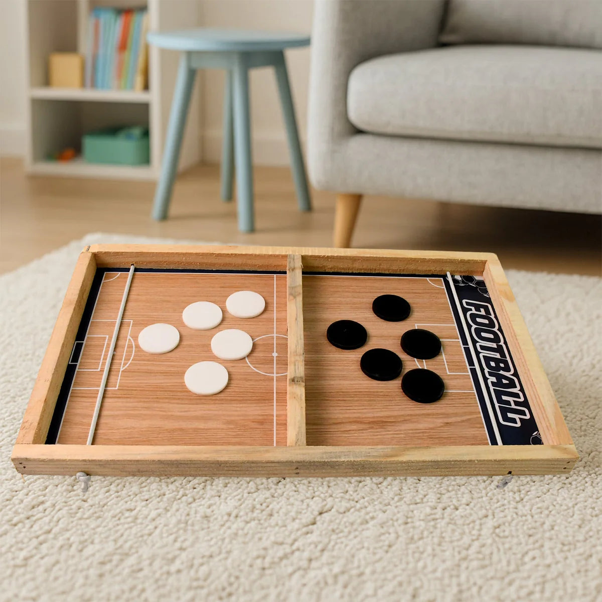 Wooden Board Game Set – Ludo, Snakes & Ladders, and Desktop Football