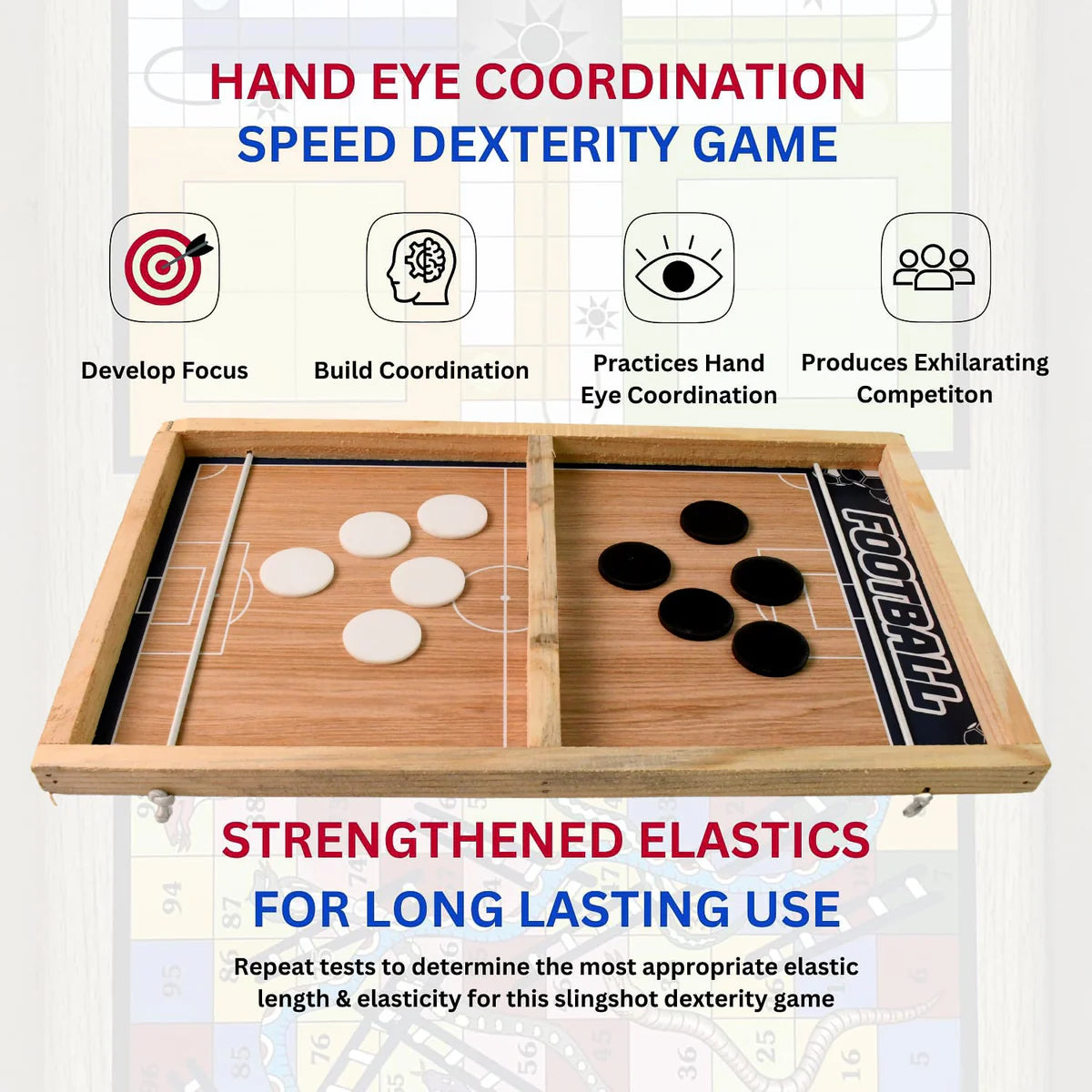 Wooden Board Game Set – Ludo, Snakes & Ladders, and Desktop Football